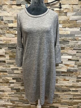 a.n.a Heather Gray Midi Knit Dress